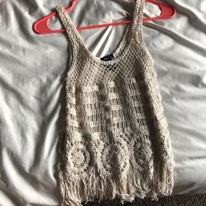 Cream colored crochet style tank